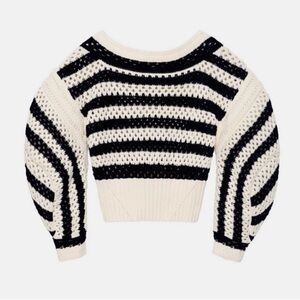 Zara limited condition cropped black and white stripe knit sweater, Size S